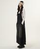 Unknown Planet Overalls Denim Long Skirt Sand Black