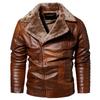 Men's Plus-Size European and American Style Fleece-Lined PU Leather Jacket - One-Piece Fur Design for Winter