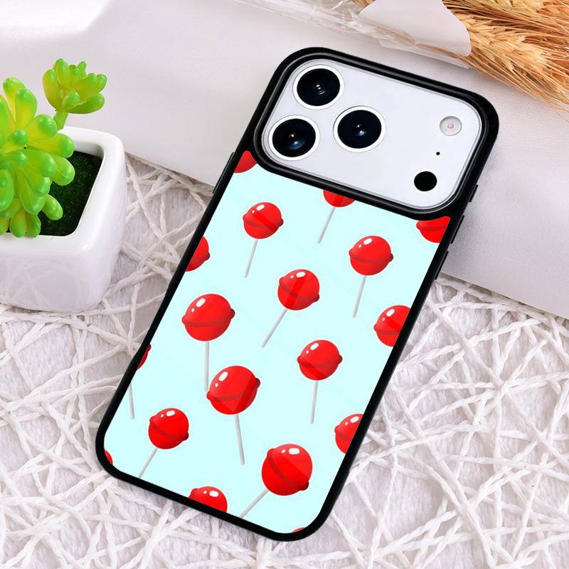 Red Lollipops Soft Shockproof Phone Case for iPhone 17 Air 16e 15 11 12 14 13 Pro Max Cover Coque