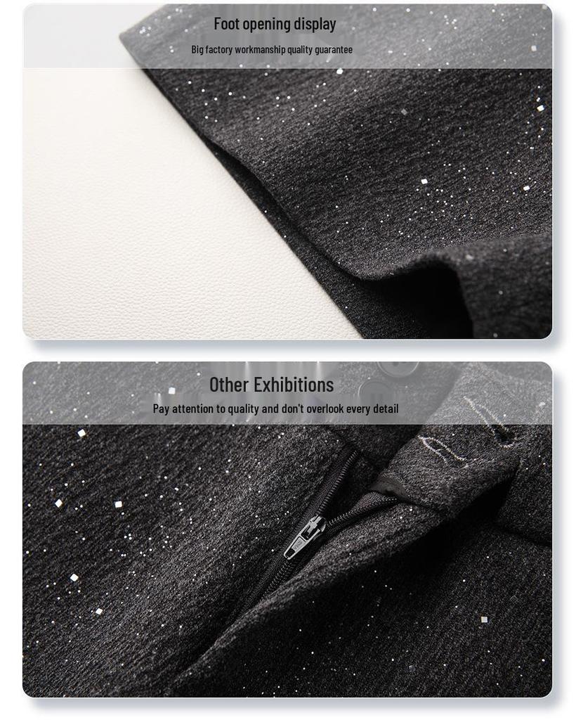 Women's Woolen High Waist A-Line Gray Shorts - Thickened Winter 2024 Collection