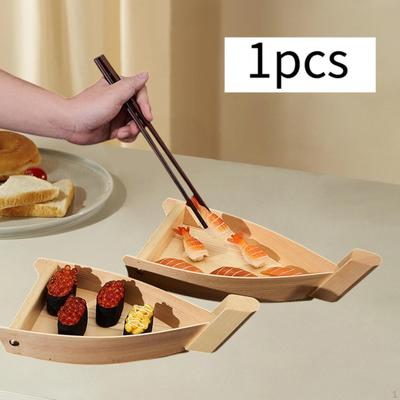 Sushi-Boot Serviertablett Behälter Japanischer Stil Dessertständer Teller Holz für
