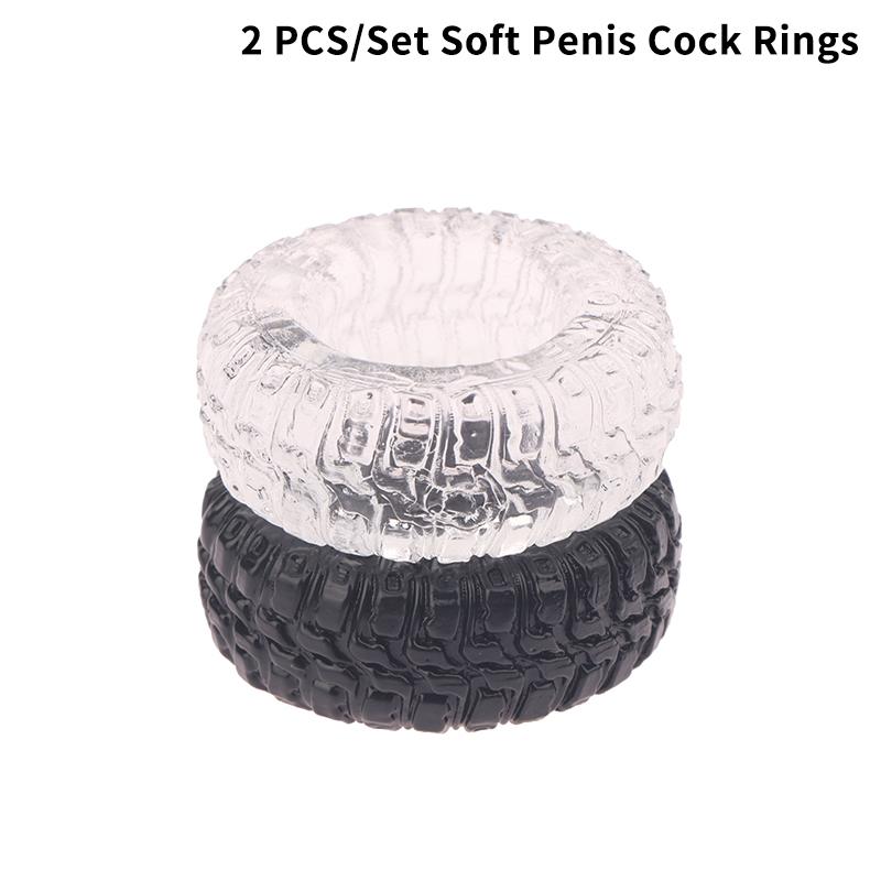 2 Pcs/Set Soft Penis Cock Rings Male Delay Ejaculation Testis Scrotum Restraint Adult Games Sex Toys For Men Reusable
