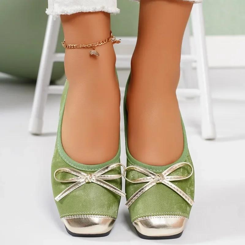Fashion 2024 Hot Sale Ladies Shoes Slip-on Women's Flats Fashion Butterfly-knot Daily Flats Women New Color Matching Flat Low Heels