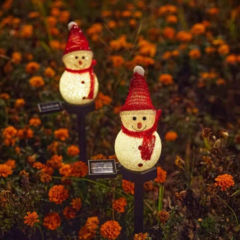 Christmas Snowman Ground Mounted Solar Outdoor Waterproof Lawn Light Courtyard Festive Atmosphere Decoration Warm Night Light