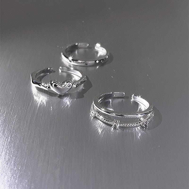 Cold wind zircon love open ring fashion personality versatile index finger ring daily commute high sense jewelry women