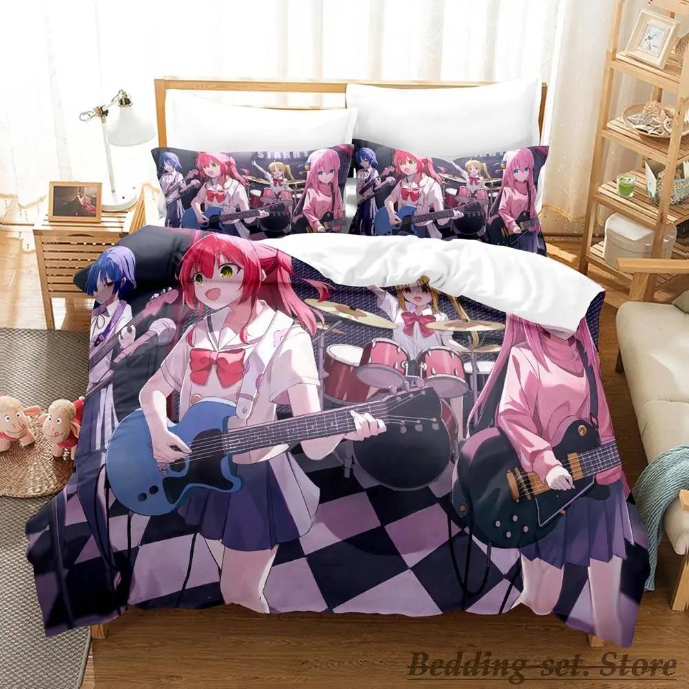 Gotou Hitori Bedding Set Single Twin Full Queen King Size Bed Set Adult Kid Bedroom Duvetcover Sets Anime parure de lit Bed