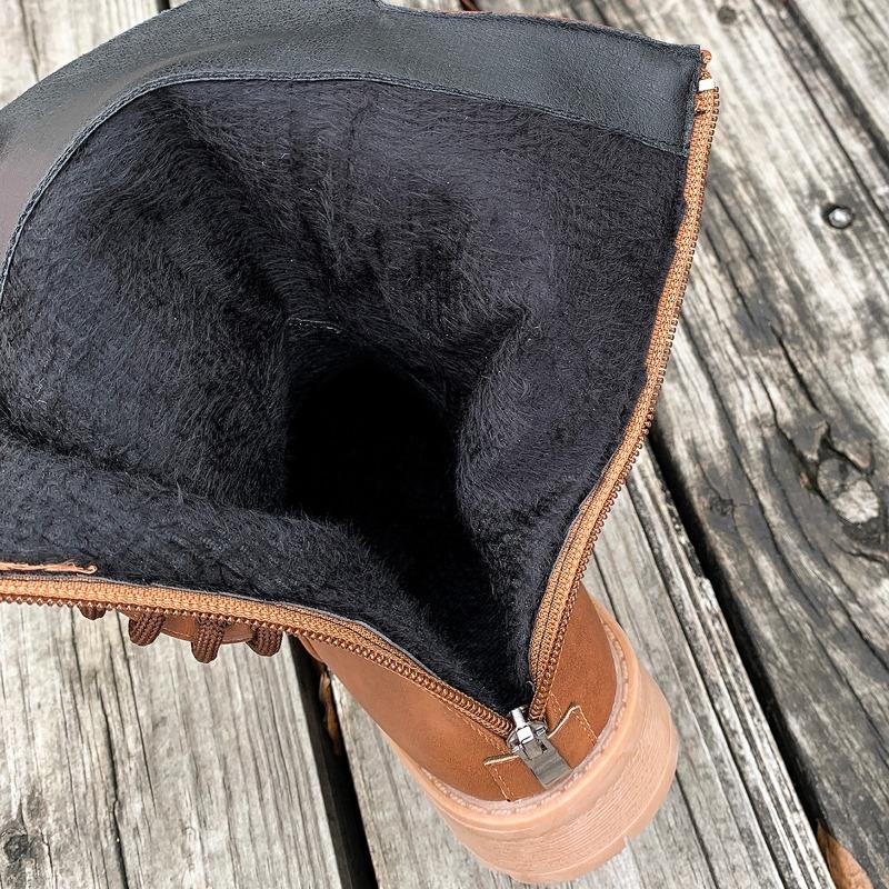 Fashion Fashion Lace-up Modern Boots Women 2024 High Quality Shoes for Women Side Zipper Women's Boots New Plus Size Mid-Calf Boots