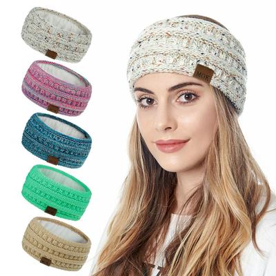 Warm Hair Accessories Stretch Fleece Lined Ear Warmer Headbands for Women Head Wrap Knit Hair Band
