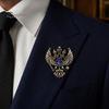 Solid Metal Brooch Eagle Pin, Double-Headed Design Lapel Alloy Anti-Oxidation Strong Buckle Badge for Coats Shirts Bags Accessories Vintage Style