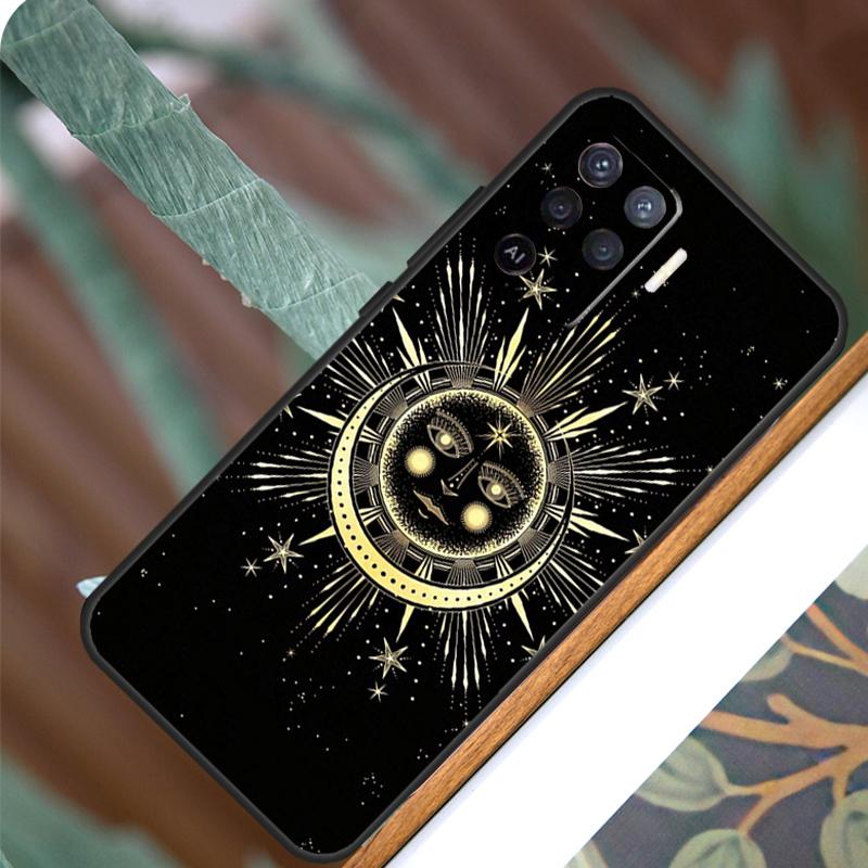 Sun Moon Flowers For OPPO A17 A16 A15 A79 A58 A78 A98 A74 A94 A77 A5 A9 A96 A76 A52 A72 A53S A54S A57S Case