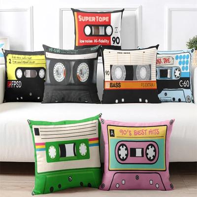 Vintage Cassette Music Tape Pillowcase Fun Design Sofa Cushion Cover   Print Throw Pillow Cover Wedding Party Decor