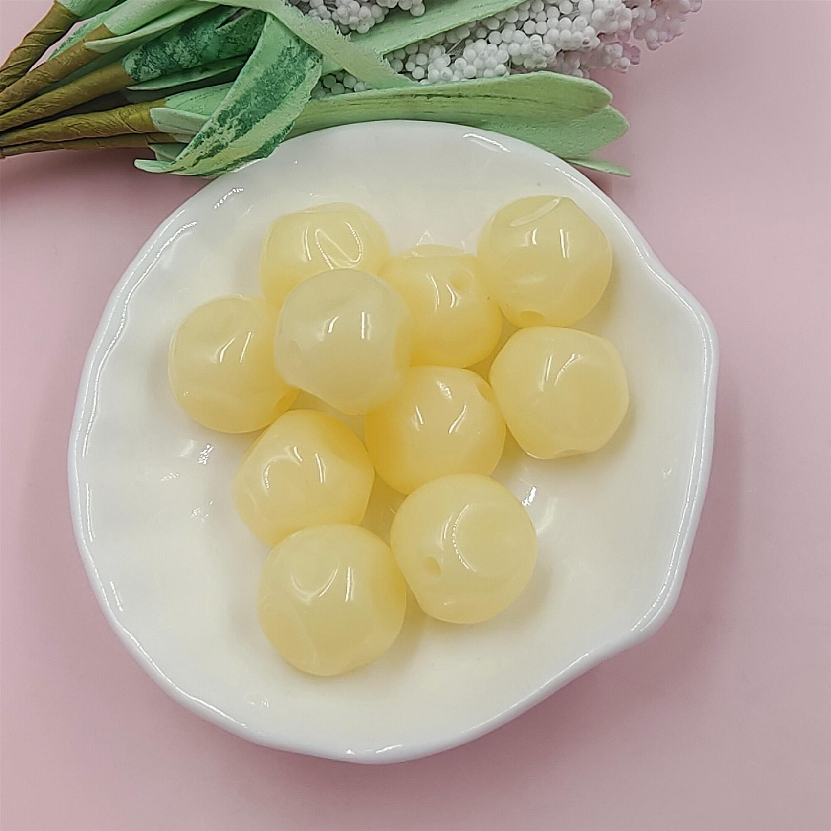 

Акриловые поделки, модные многогранники с отверстиями, сделай сам, 10 шт./пакет, ювелирные аксессуары, цвет макарон, материалы для бисера, свободные бусины, перламутровый имитация нефрита жёлтый