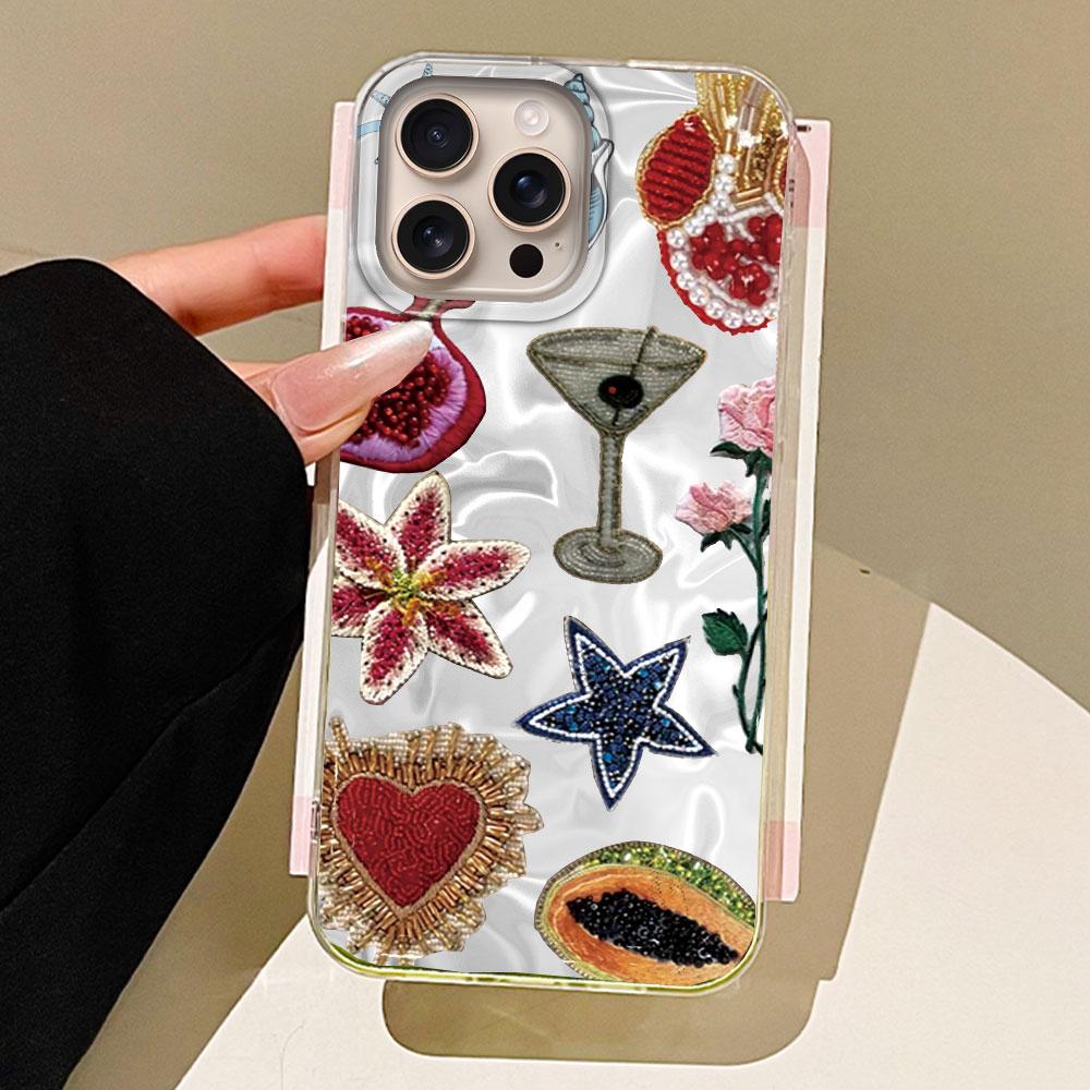 Summer Fruit Sun Face Water Texture Girl Phone Case for Iphone 16 15 14 7 8 Plus 13 11 12 Pro Max X XS XR SE 2022 2020 16e Cover