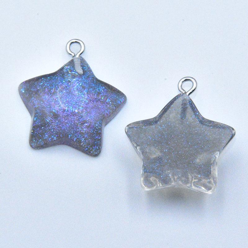 Vibrant Resin Geometric Star Pendant Charm - DIY Jewelry Accessory
