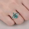 New European and American luxury green zircon ring Fashionable engagement ring with emerald gemstone