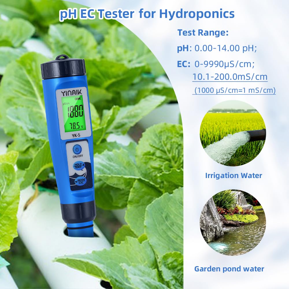 pH Salt Meter 5 in 1 pH TDS EC Salinity Tester for Pool Spa Aquarium Hydroponic Saltwater Digital pH and PPM Tester for Household Drinking Water Hot