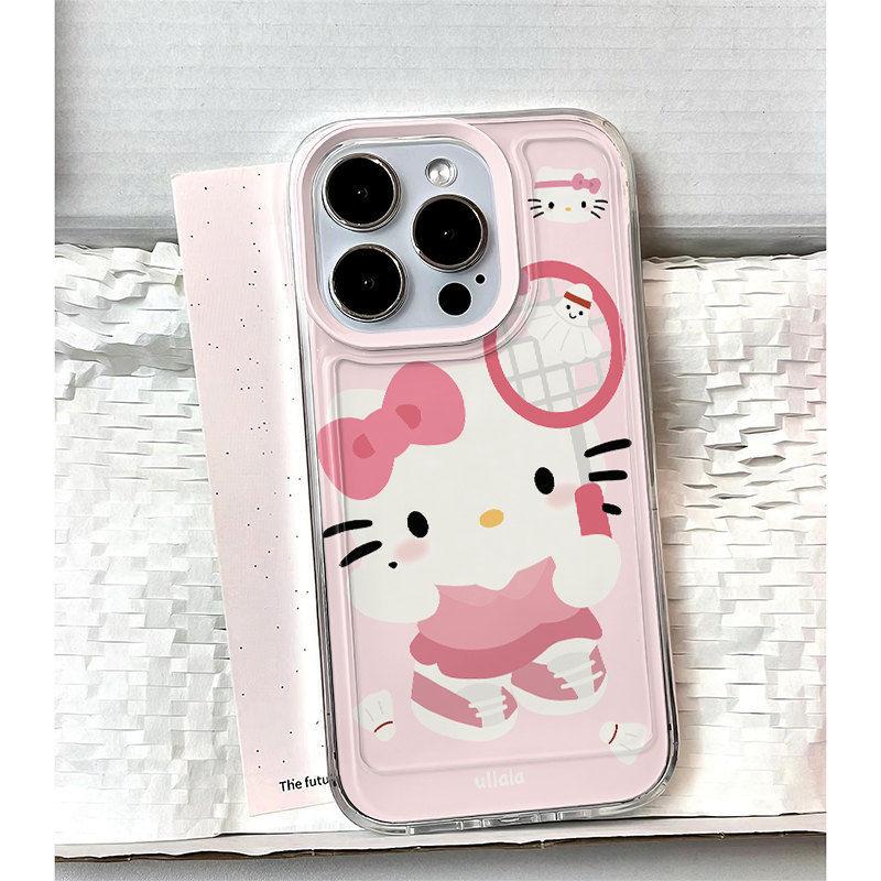 Cute Badminton Racket Cats for IPhone 16 Mobile Phone Case Apple 15 Protective Case