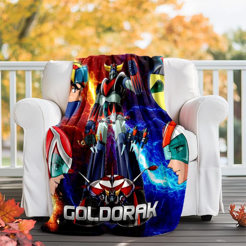1pc UFO Robot Grendizer5 Theme Blanket - Digital Print, Polyester, Cozy for All Seasons, Perfect for Outdoor, Camping, and Travel