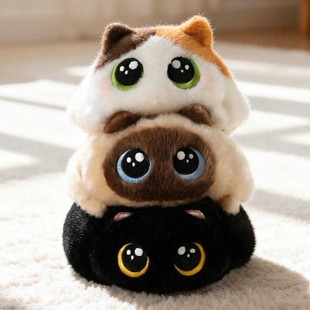 Round Black Cat Plush Toys Cartoon Cat Stuffed Animal New Cat Pillow  Gifts