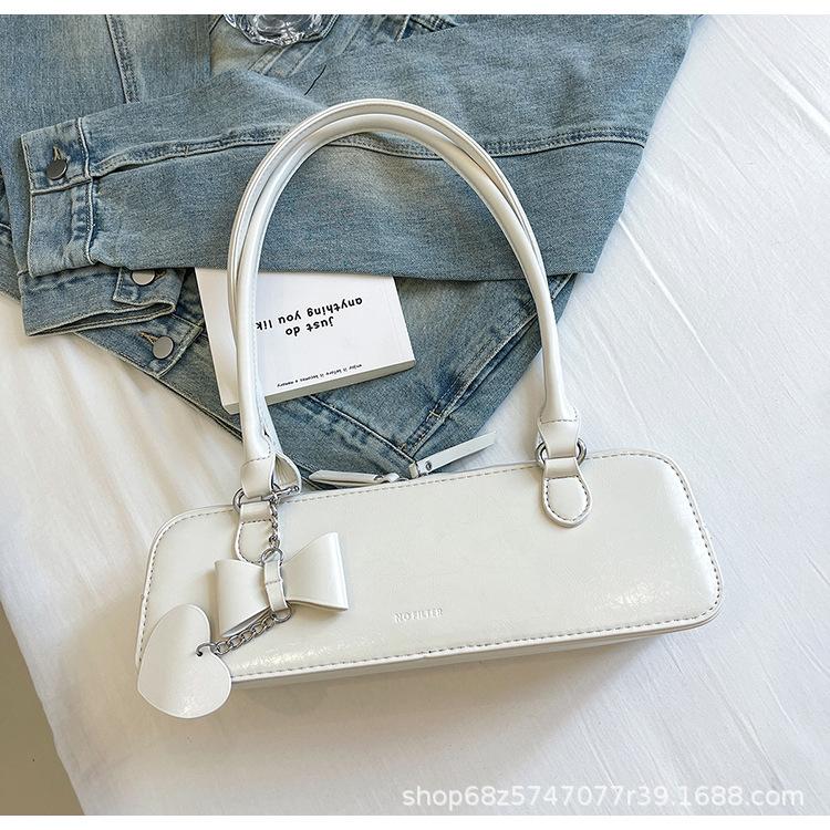 Французская сумка-багет нишевый дизайн на одно плечо сумка подмышку женская модная сумка-подушка с бантом сумка подмышку белый
