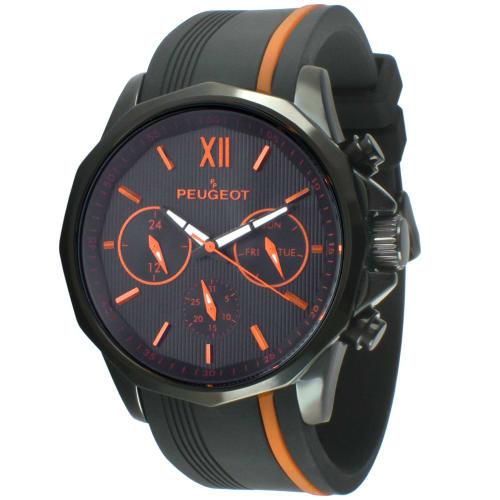

Peugeot Men s Chronograph Sport Watch with Silicon Band, Multi Dial, Orange Quartz Movement, 2046BOR