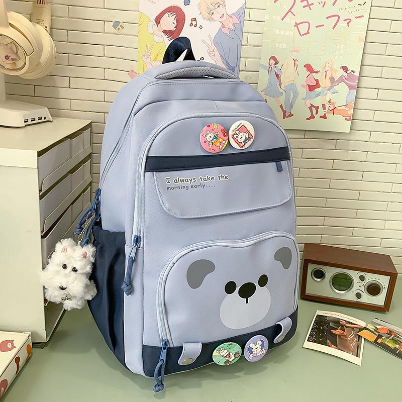 High-value Harajuku fresh and sweet candy-colored bear backpack, light and large-capacity backpack for junior high school students