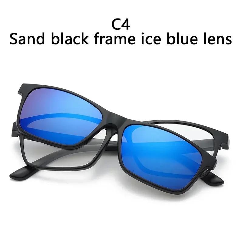 6 In1 Square Myopia Sunglasses Men Women Polarized Magnetic Clip Glasses PC Optical Prescription Eyeglass Frame -0.5 ~ -10
