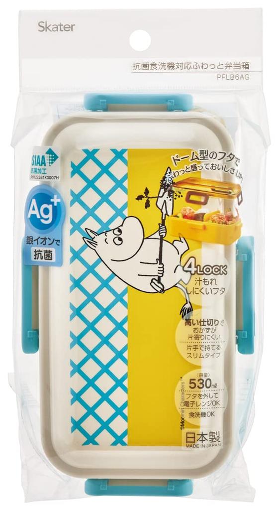 Skater Moomin Barevný obědový měkký box Vyrobeno v Japonsku, 530 ml, Antibakteriální, Náplň, Vypouklé víko, Dámský, (PFLB6AG-A)
