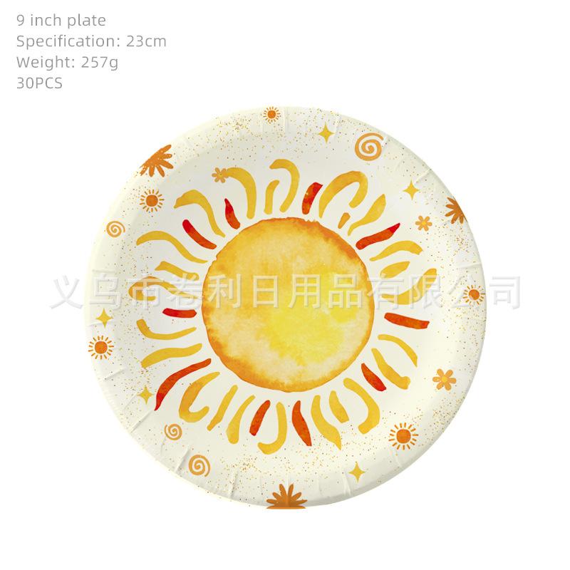Sun Themed Party Supplies Decorative Banners Paper Plates Tissue Tablecloths Arrange Holiday Parties