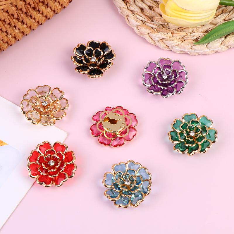 Faux Shell Pearl Flower Button Decorative Covers Women Shirt Accessories Cufflinks Luxury Rhinestone Button Clip For Clothing