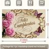 2D Feliz Cumpleaños Backdrop, Pink Rose Butterfly Birthday Party Decoration