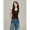 INMAN Women's Lyocell Double-Layer Collar Thin Knit Sleeveless Vest