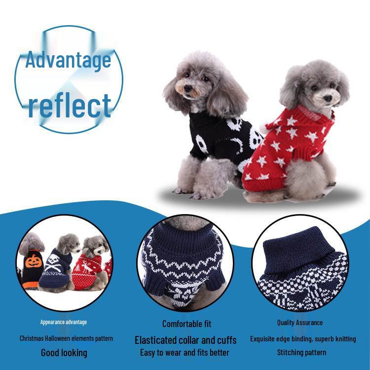 Wan Knitted Christmas Pet Sweater – Warm, Funny Winter Outfit for Puppies