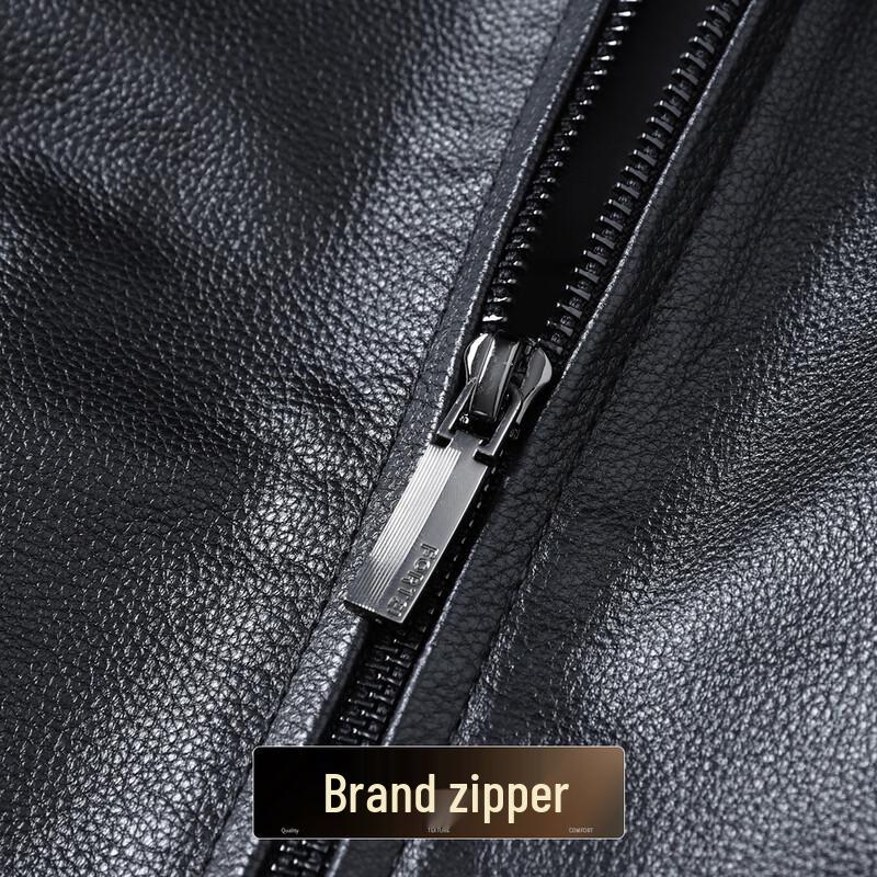 Men's First-layer Cowhide Mink Fur Collar Leather Jacket