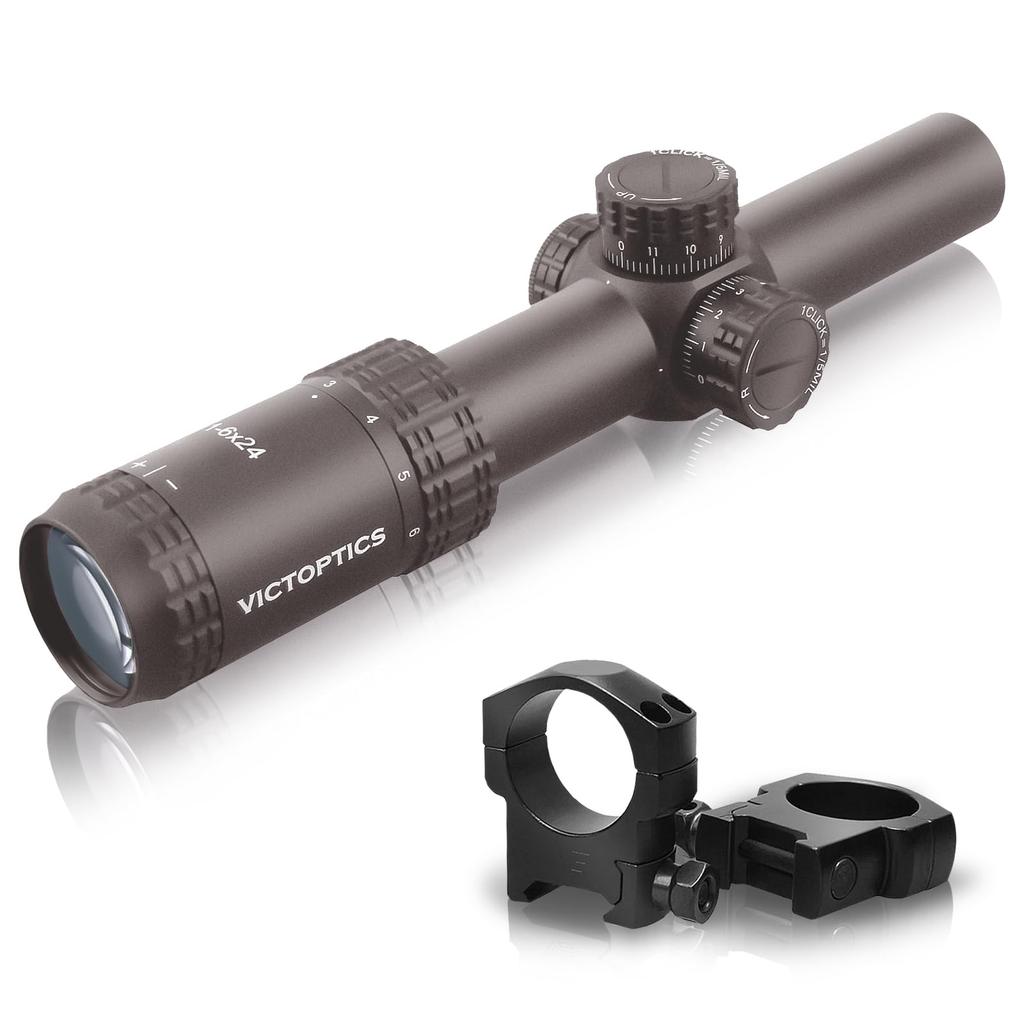 VictOptics Vector Optics S6 Burnt Brown 1-6x24 Riflescope (Zeroing Manual Included)