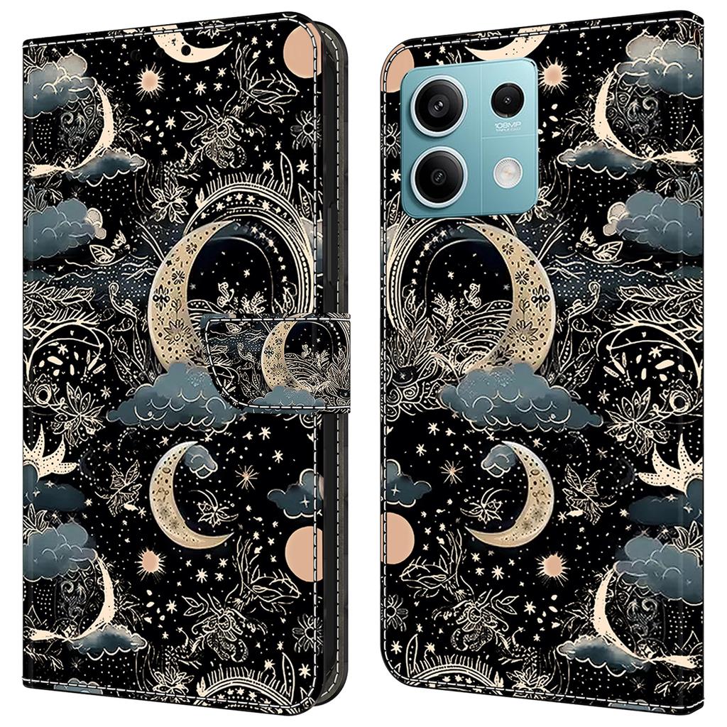 For Xiaomi Redmi Note 13 5G Case Pattern Design PU Leather Shockproof Flip Cover