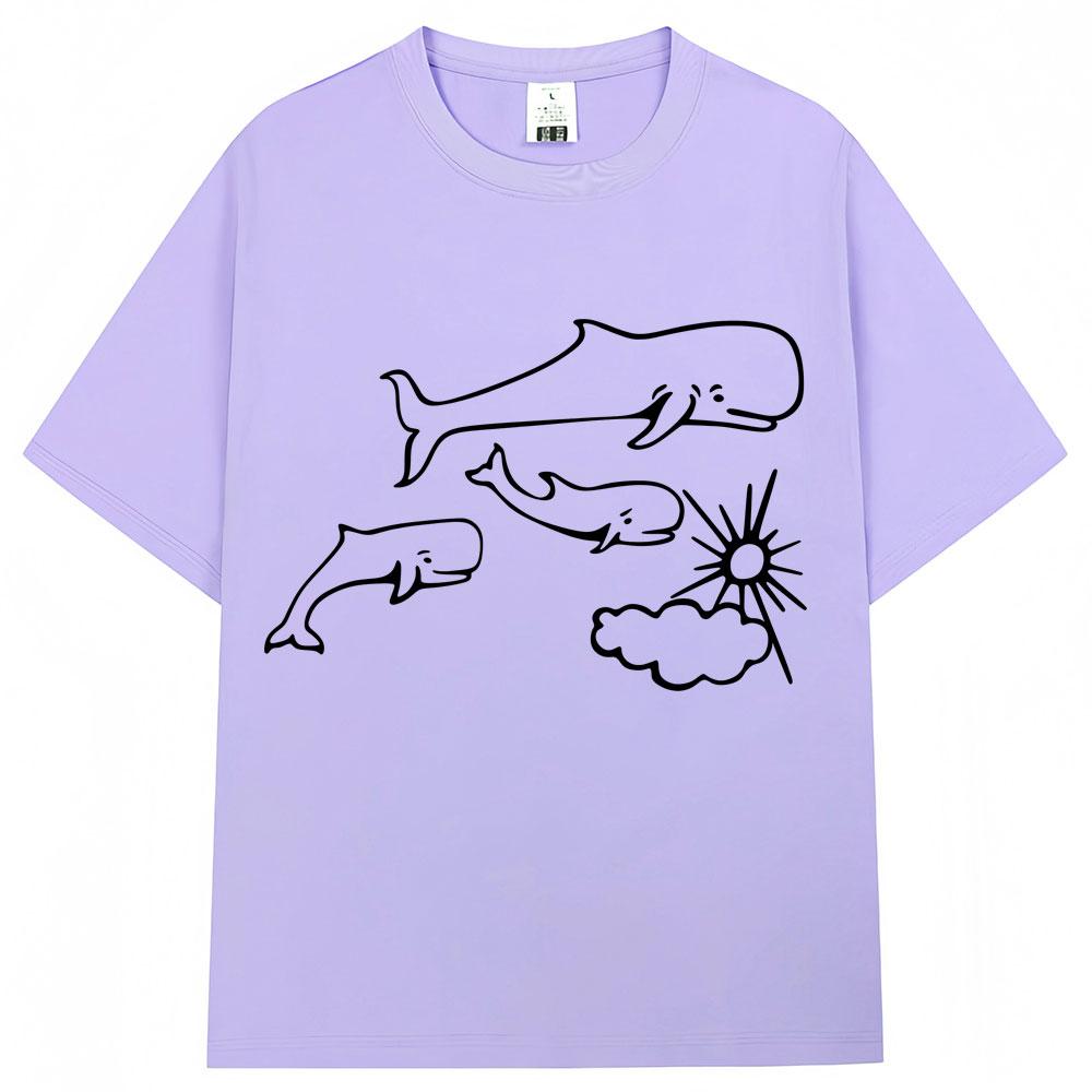 Whales and Sun Tattoo By Robe De Extremoduro T Shirts Men Women Fashion Casual Short Sleeve Oversized Cotton Tshirt Streetwear