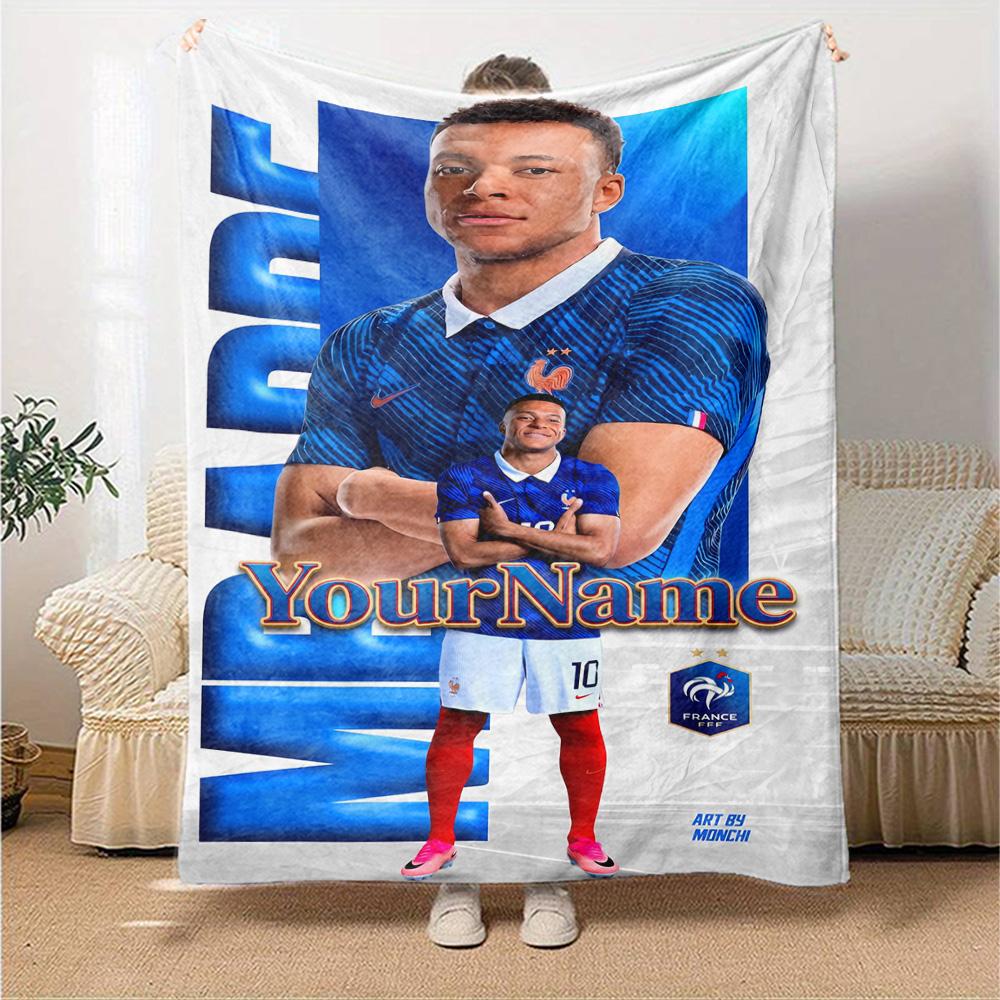 Mbappe Personalized Text Blanket Cozy Personalized Blanket Comfortable Suitable for Couch Living Room Office Chair Home Decor Ideal for All Seasons