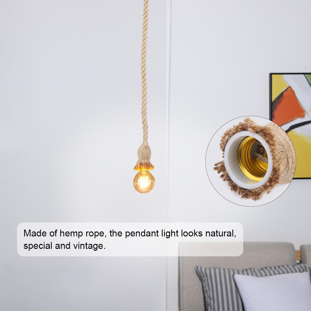 E27 Lamp Base 1.5m Hemp Rope Electric Wire   Pendant Decorative Bulb Holder (one bulb holder)
