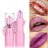 Bow Glitter Lipstick Bright Rose Pink Diamond Lipstick Mirror Pearlescent Shine Waterproof Long-Lasting Glossy Lip Tint Makeup