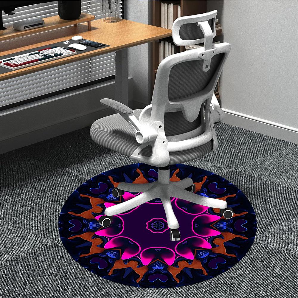 

1pc Abstract Mandala Design Carpet, Round Non Slip Durable Large Size Office Carpet, Suitable for Office 80cm