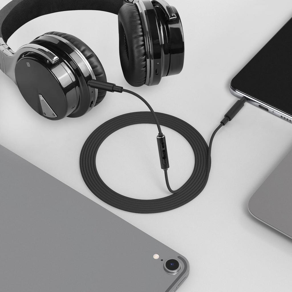 Geekria Cable Nylon Braid Compatible Audio Cord COWIN E7 Anker Fits Anker Soundcores Space One Headphone Inline Microphone and Volume Control m E7,