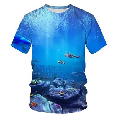 Summer Men's Diving Printed T-Shirt Clothes 3D Round Neck Short Sleeved Oversized Tees Tops Streetwear New In Diving Tees Shirt