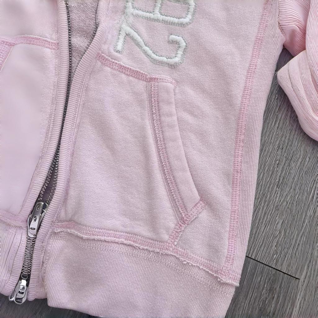 2KWEIRD Women Vintage Hooded Letter Printed Pockets Zipper Furry Patchwork Sexy Y2k Aesthetic Harajuku Coats Female