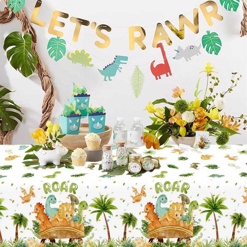 Dinosaur Birthday Disposable Tablecloth 1st Birthday Party Decoration Kids Baby Shower Jungle Dino Party Table Cover Supplies