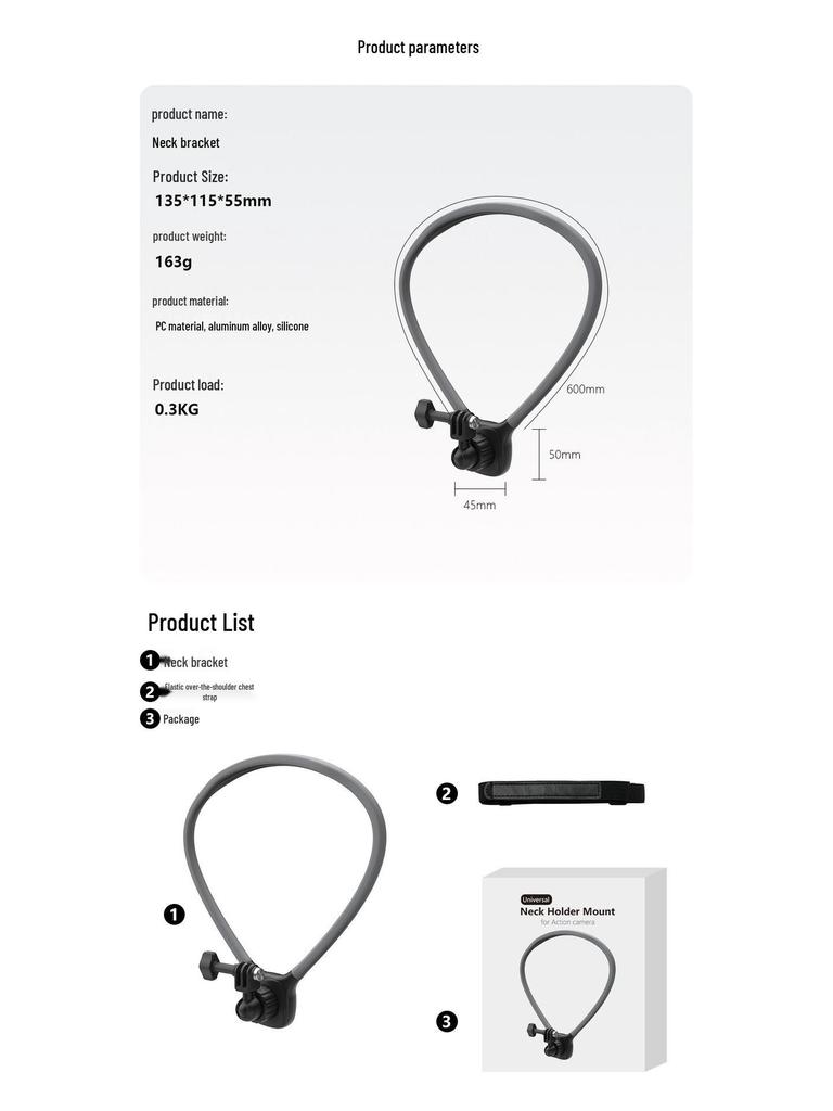 Neck Strap Mount for First-Person View: Compatible with GoPro & DJI Action Cameras