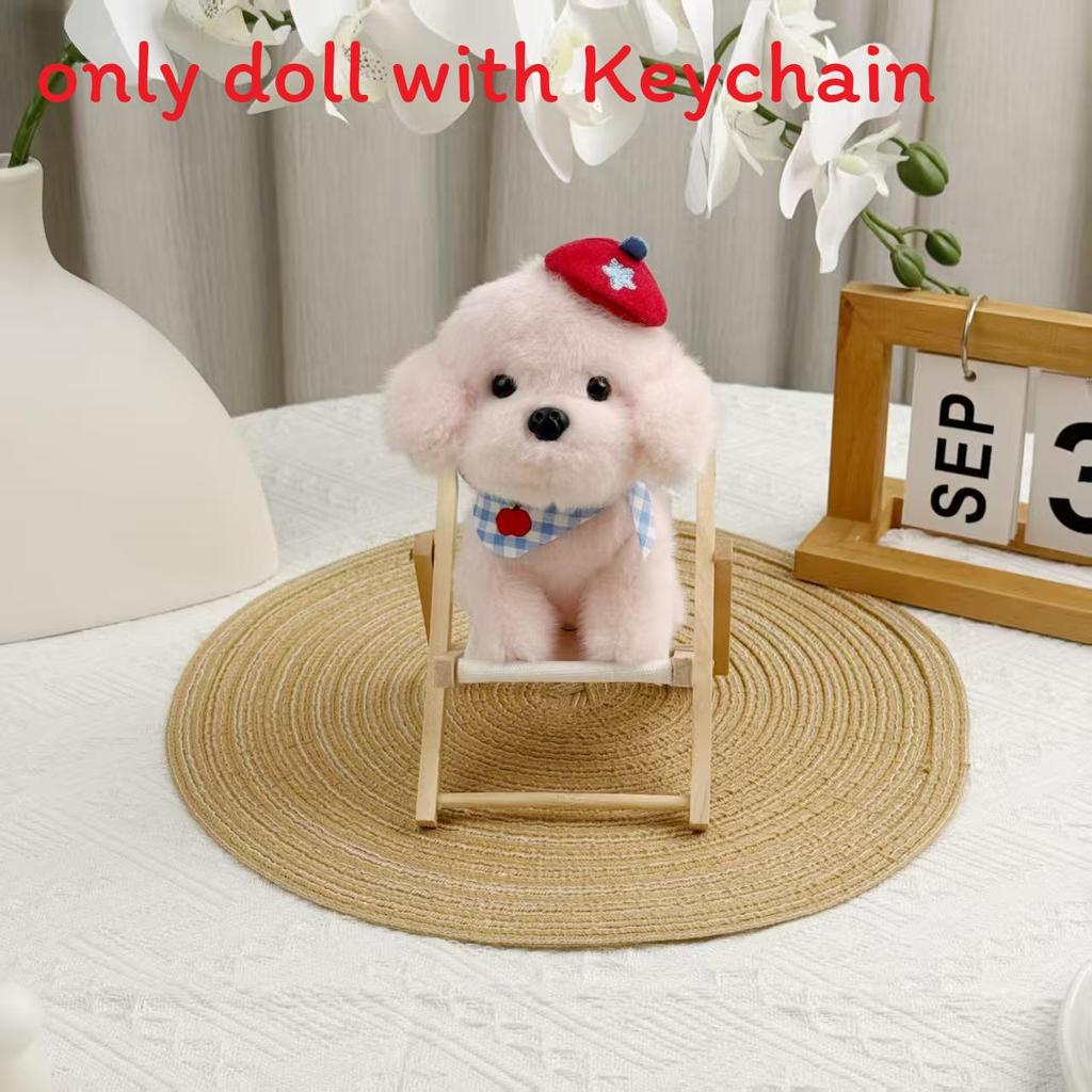 Cute Sitting Dog Plush Toy With Polyester Fiber For Gift And Decor