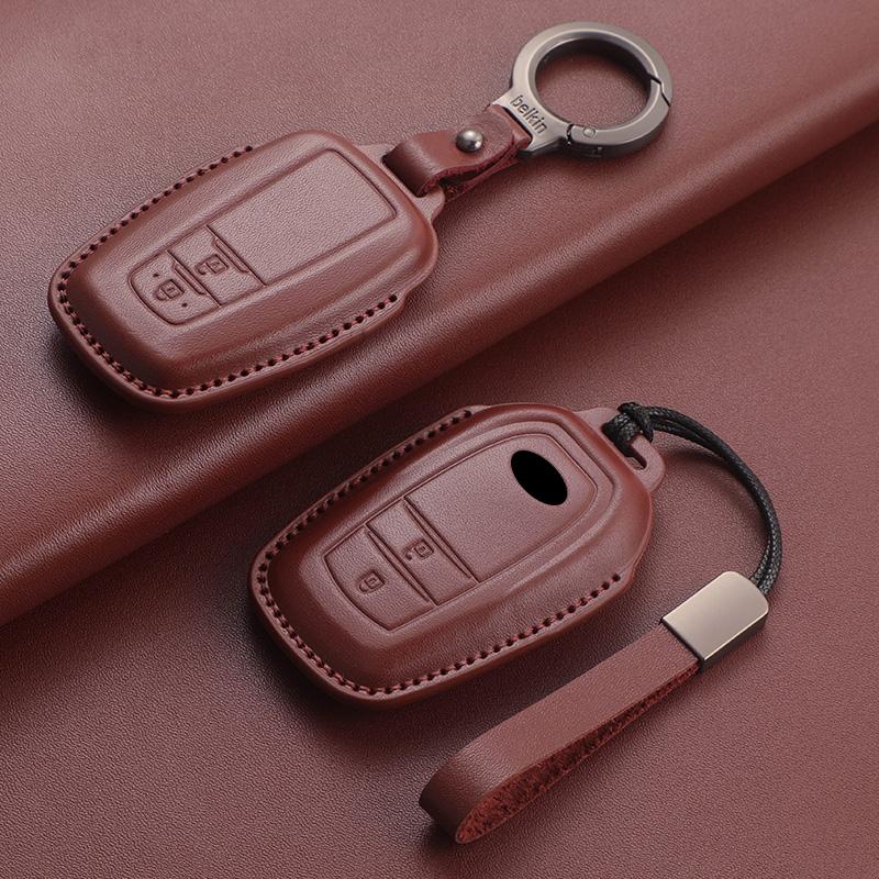 New Leather Car Remote Key Case Cover Shell for Toyota Prius Camry Corolla Avalon CHR RAV4 Land Cruiser Prado Keyless Key Fob
