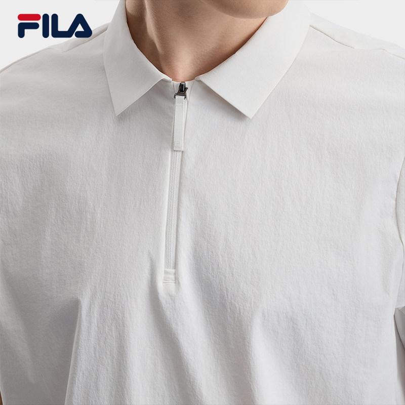 Fila White Fashion Classic Simple Casual Comfortable Loose Short Sleeve Polo Shirt Men tops Cloud-White F11M623125FWT