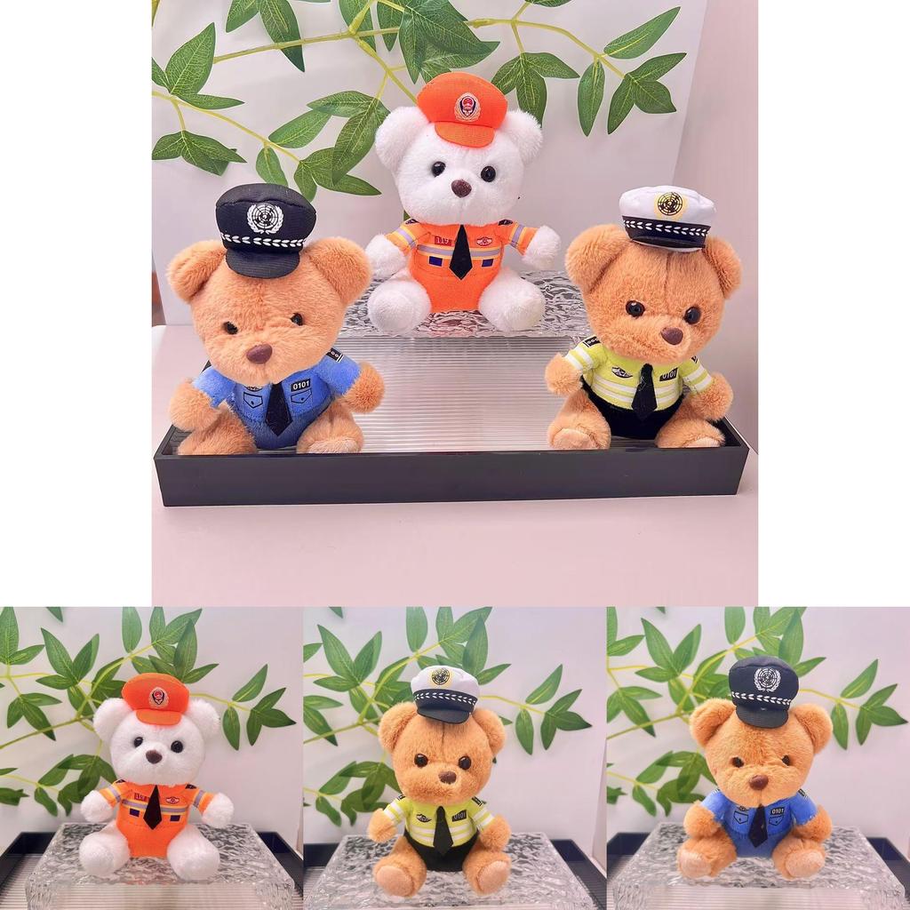 Premium Quality Plush Bear Keychain Featuring Traffic Police And Firefighter Designs For Gifts